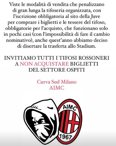 Curva Sud comunicato Juvenuts-Milan